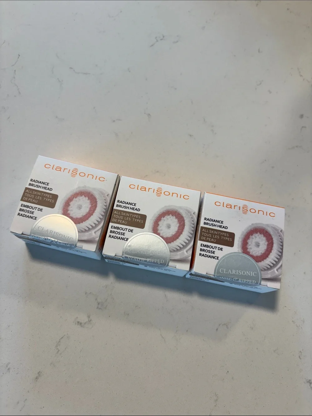 NEW Clarisonic White and Pink Radiance Brush Heads (Pack of 3) For all skin type